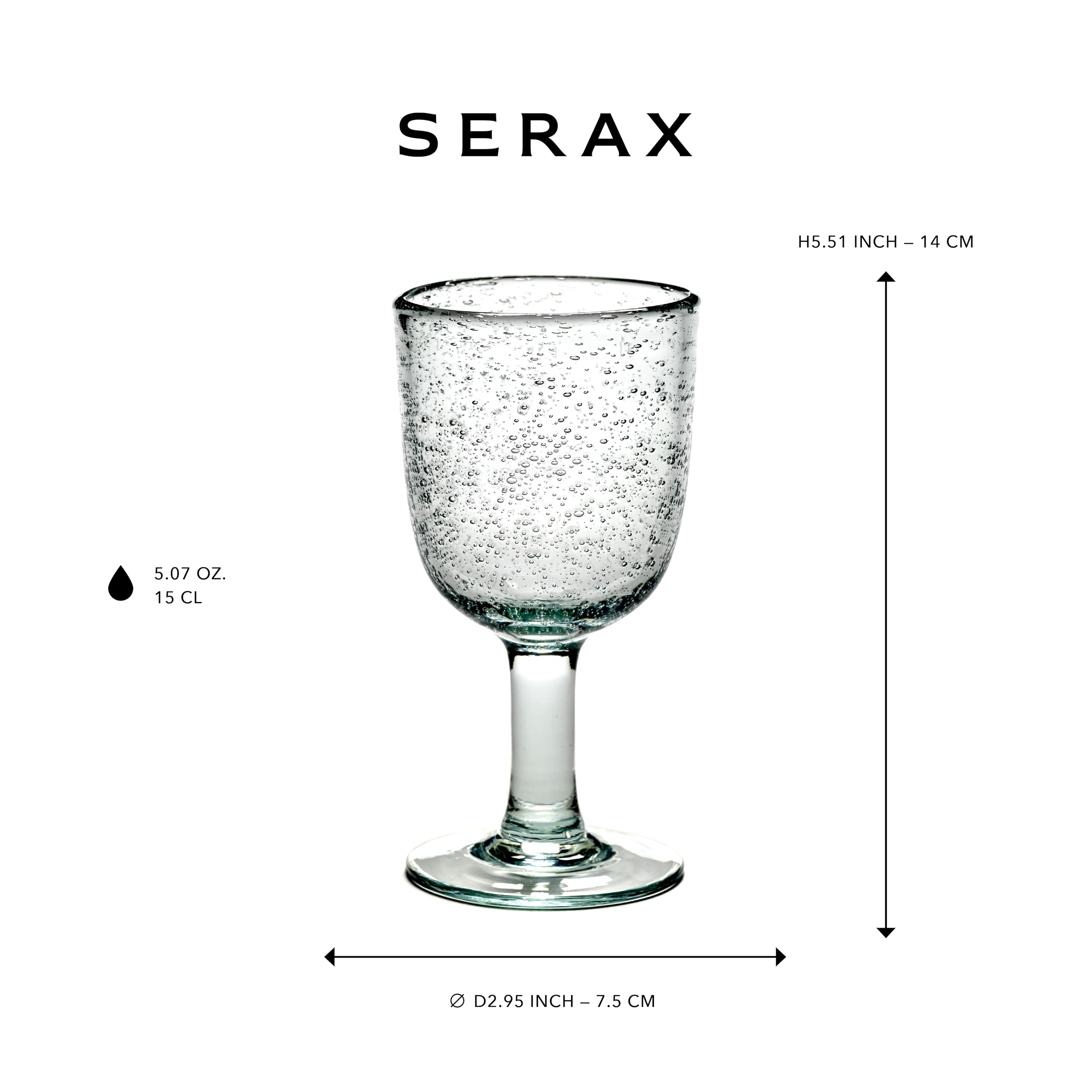 Serax copa de vino blanco con burbujas | Cristalería pura de Pascale Naessens | Elegante copa para vinos blancos | Cristalería transparente para degustación