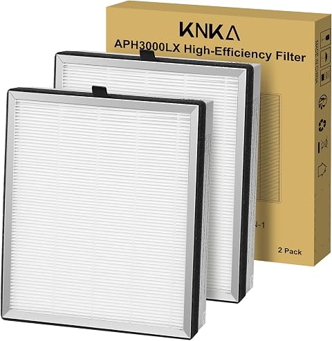 KNKA Genuine APH3000 Air Purifier Replacement Filter, 2 Pack (APH3000LX) | Supports HEPA Sleep Mode. High-Efficiency Air Filtration, Odor and Smoke Reduction, Pet Dander Version, 2 Pack