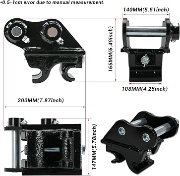 Mini Excavator Quick Hitch Coupler, Mechanical Quick Change Hitch Attachments Compatible with 0.8-3 Tons Small Diggers, 25mm Hole Durable Steel Design