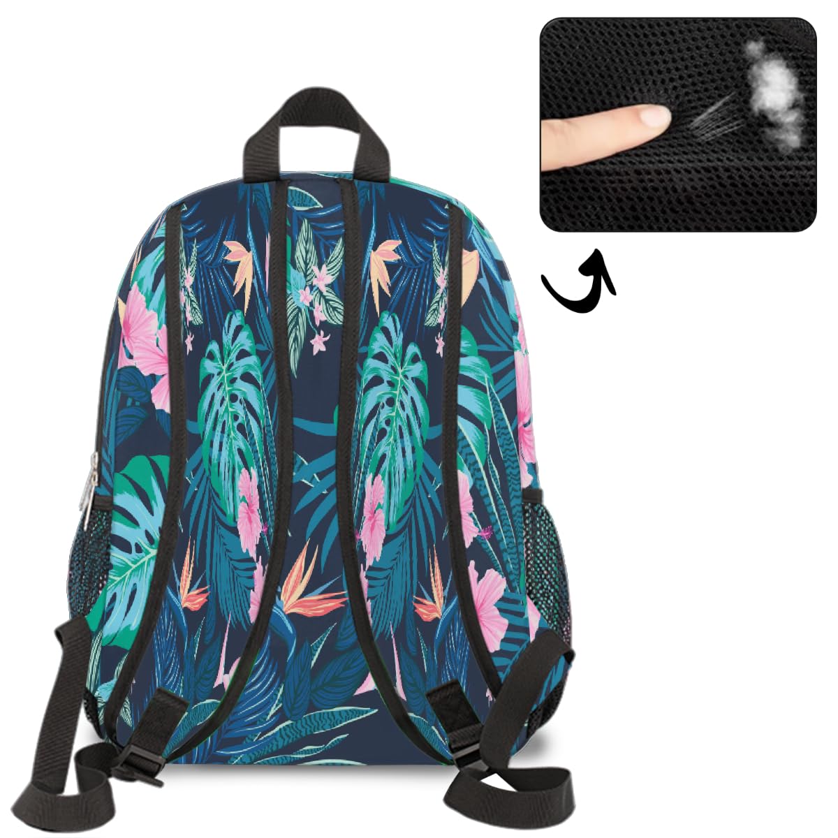 Mexpekil Sac à dos d'école léger pour garçons et filles, motif feuilles de palmier, fleurs tropicales, sac à dos pour ordinateur portable, sac à dos décontracté pour enfants et adolescents