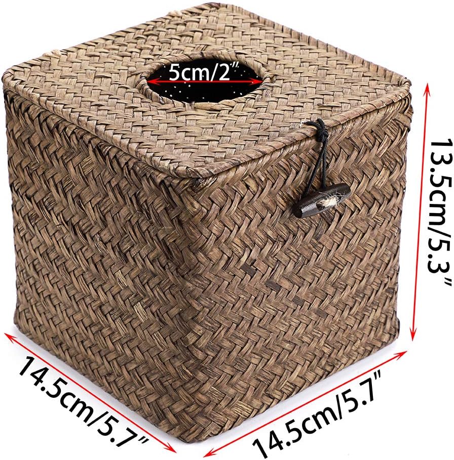 Sumnacon Square Woven Tissue Box Holder, Decorative Napkin Holder Pumping Paper Case Dispenser, Facial Box for Home Office Car Automotive Decoration, Coffee : Home & Kitchen