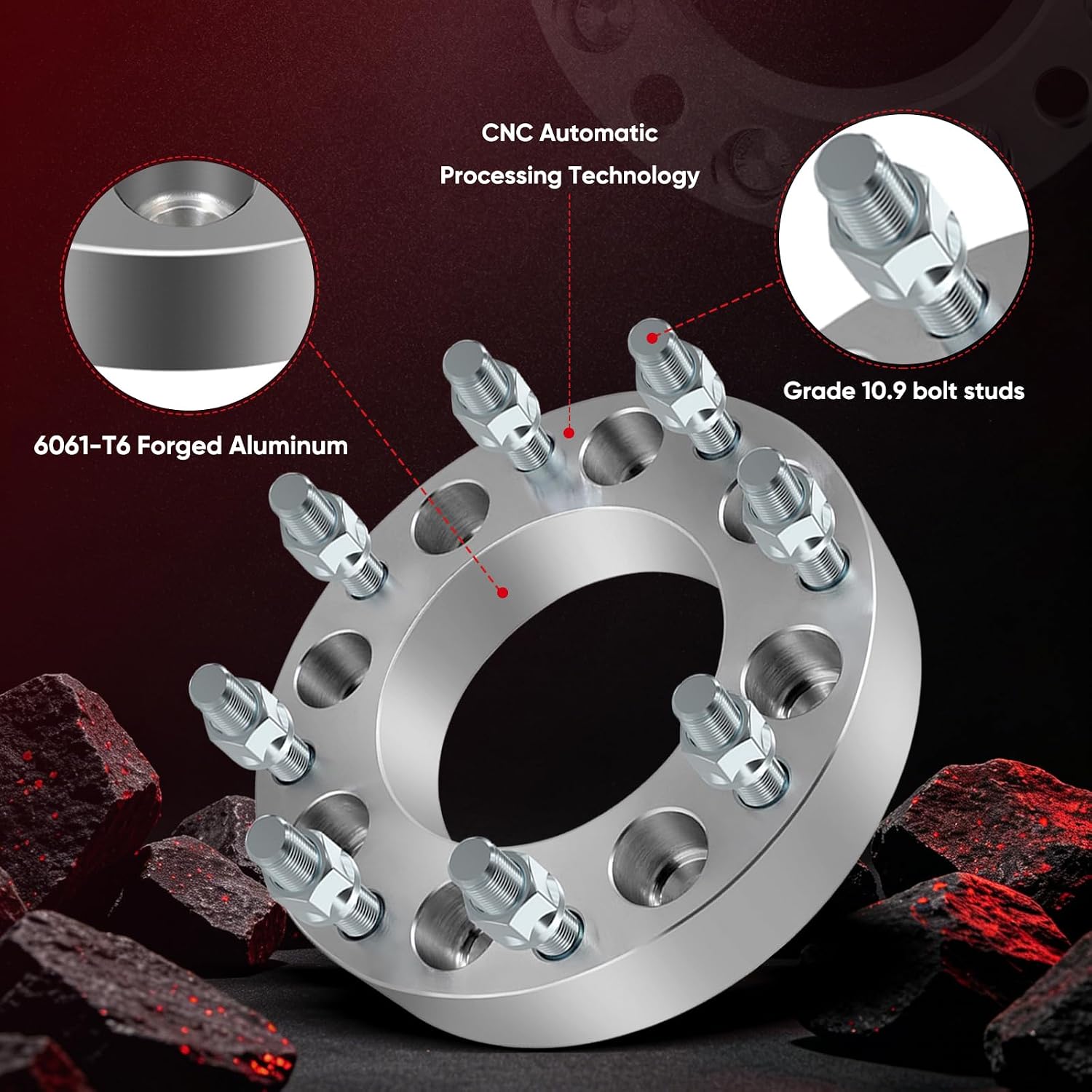 8x6.5 GDSMOTU Wheel Spacers for Chevy C2500/K2500, for Avalanche/Silverado 1500 HD 2500 HD, for GMC Sierra 2500HD/Yukon XL 2500, 1.5" Wheel Adapters wtth 126.15mm Bore &14X1.5 Studs, 2Pcs Silver