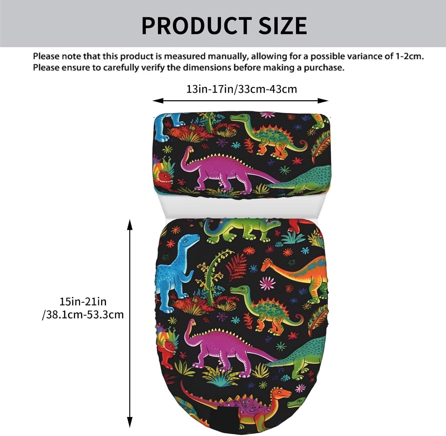 Cartoon Dinosaur Toilet Tank Cover And Toilet Lid Cover Set Stretch Bathroom Toilet Lid Seat Cover
