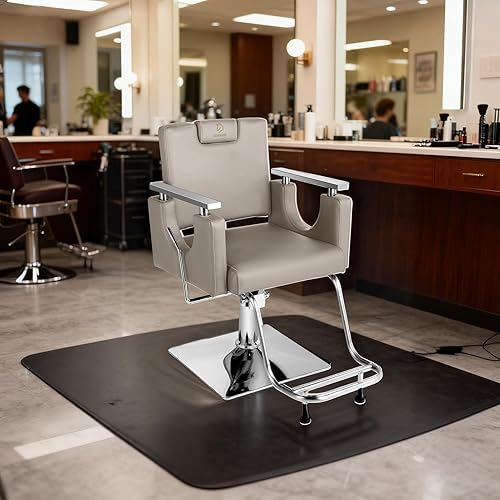 Miniatura 19 de Silla de peluquería resistente, silla reclinable giratoria de 360° para estilista, silla de peluquería hidráulica ajustable en altura con reposapiés