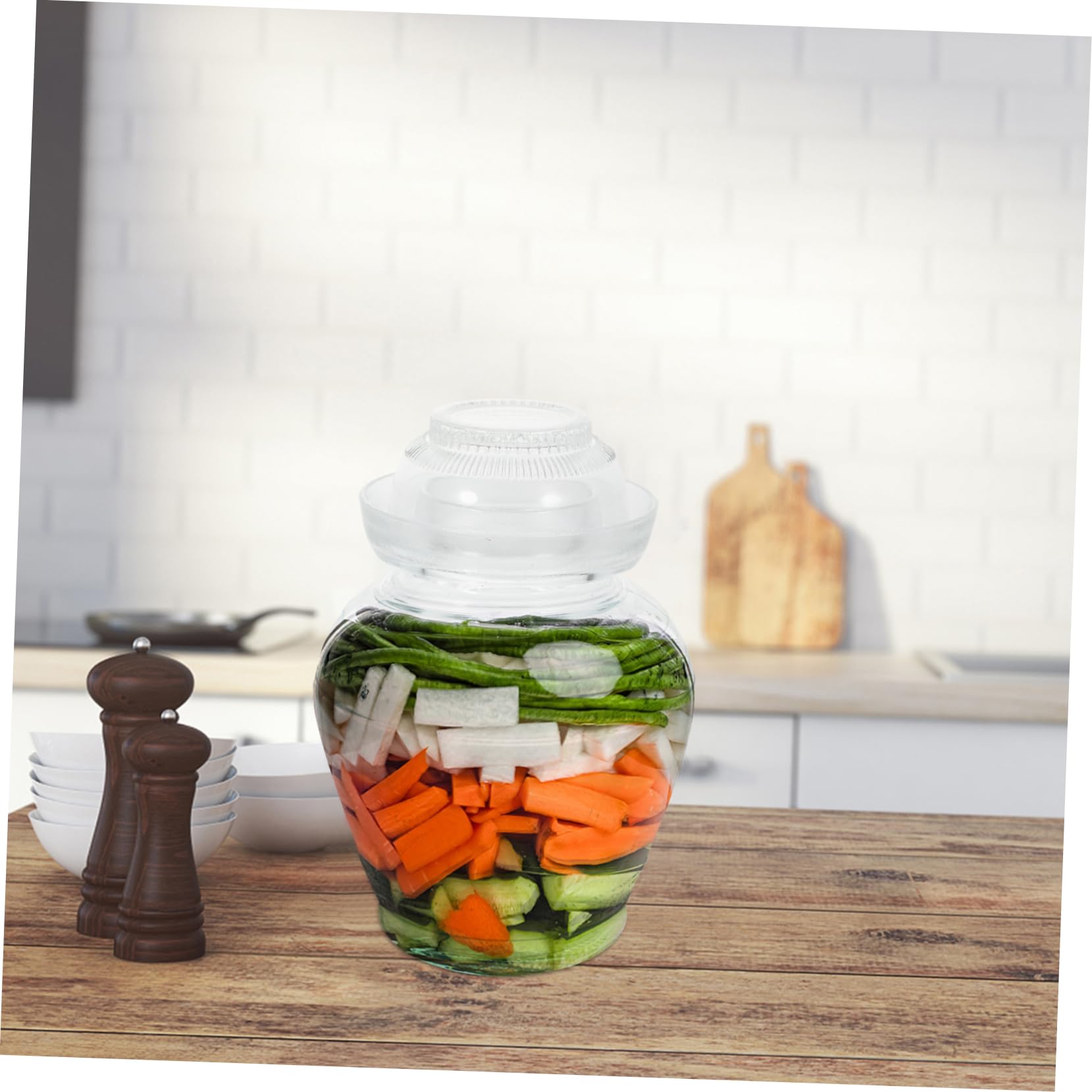 Cabilock Glass Containers Recipientes para Kimchi de Encurtido de con Tapa de Fermentación para Almacenamiento de Alimentos de Alba?il para Ensalada para Botella de Frasco Fermentaciones