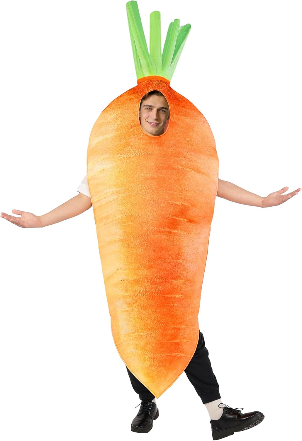 Carrot Costume for Adult, Funny Orange Vegetable Fruits Unisex Outfit, One Size Easter Halloween Cosplay Suit for Men Women