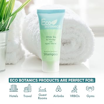 Eco Botanics Hotel Shampoo, Travel Size Toiletries, 300 Count, 0.85 oz