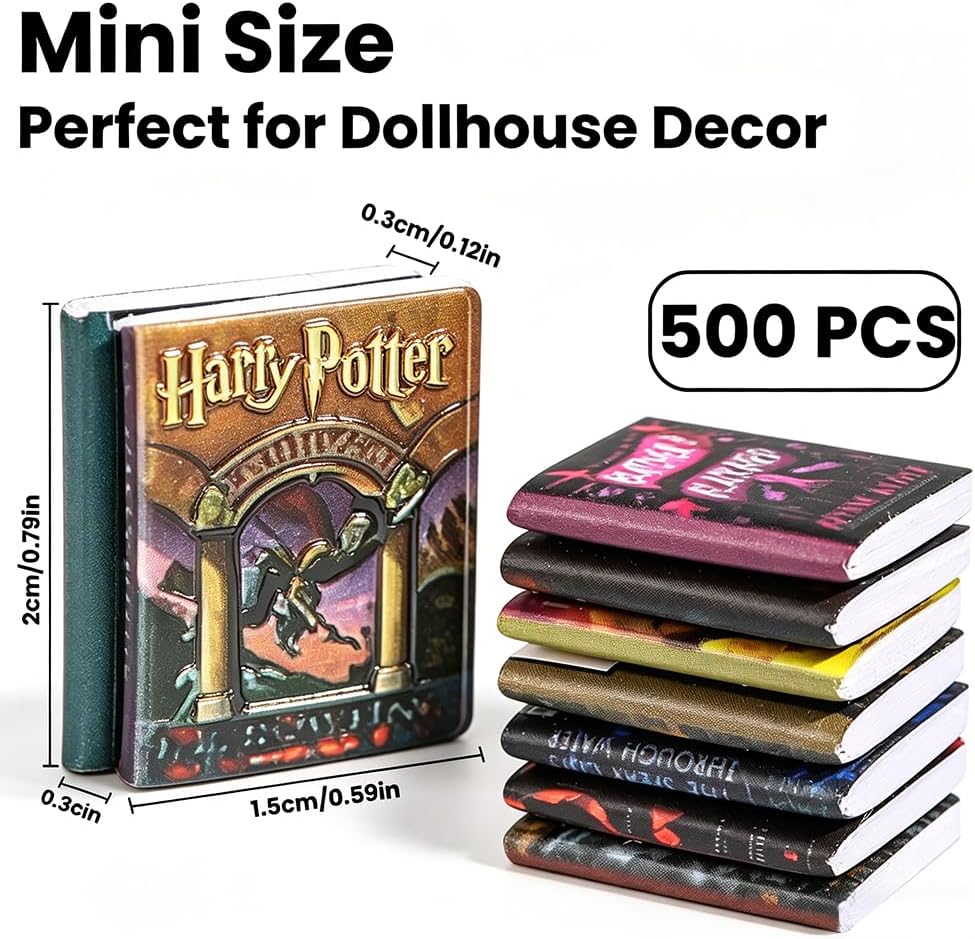 500pcs Mini Books Miniatures Dollhouse Books for Anxiety Bookshelf Library image 2