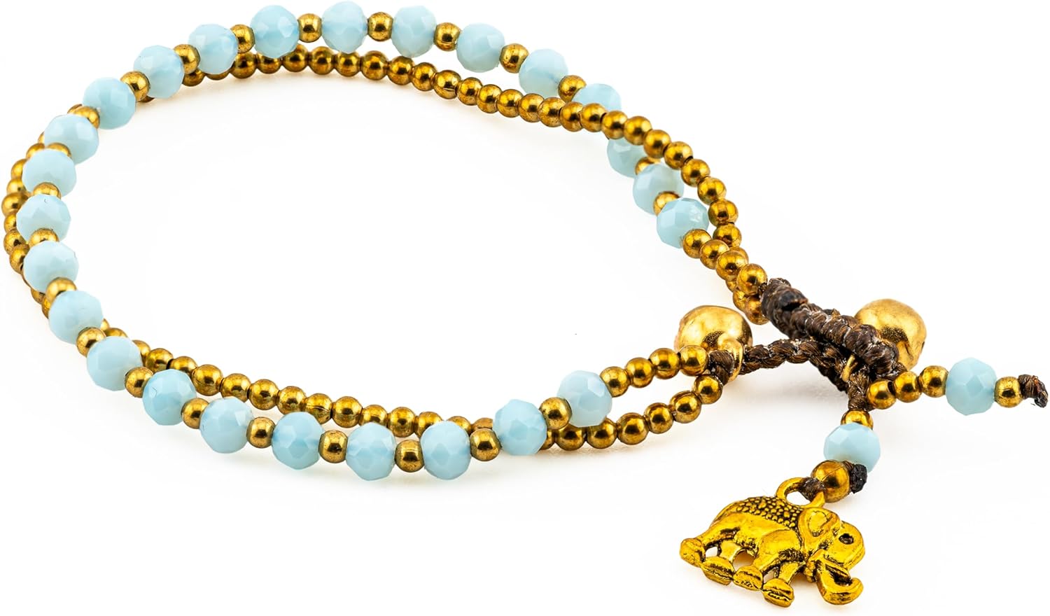 Boho Bracelet for Women, Handmade Thai Artisan Bracelet with Neutral Glass & Stone Multicolor Beads, Brass, Gold & Silver Tone Accents, Adjustable Lightweight Fit, Gift Ready