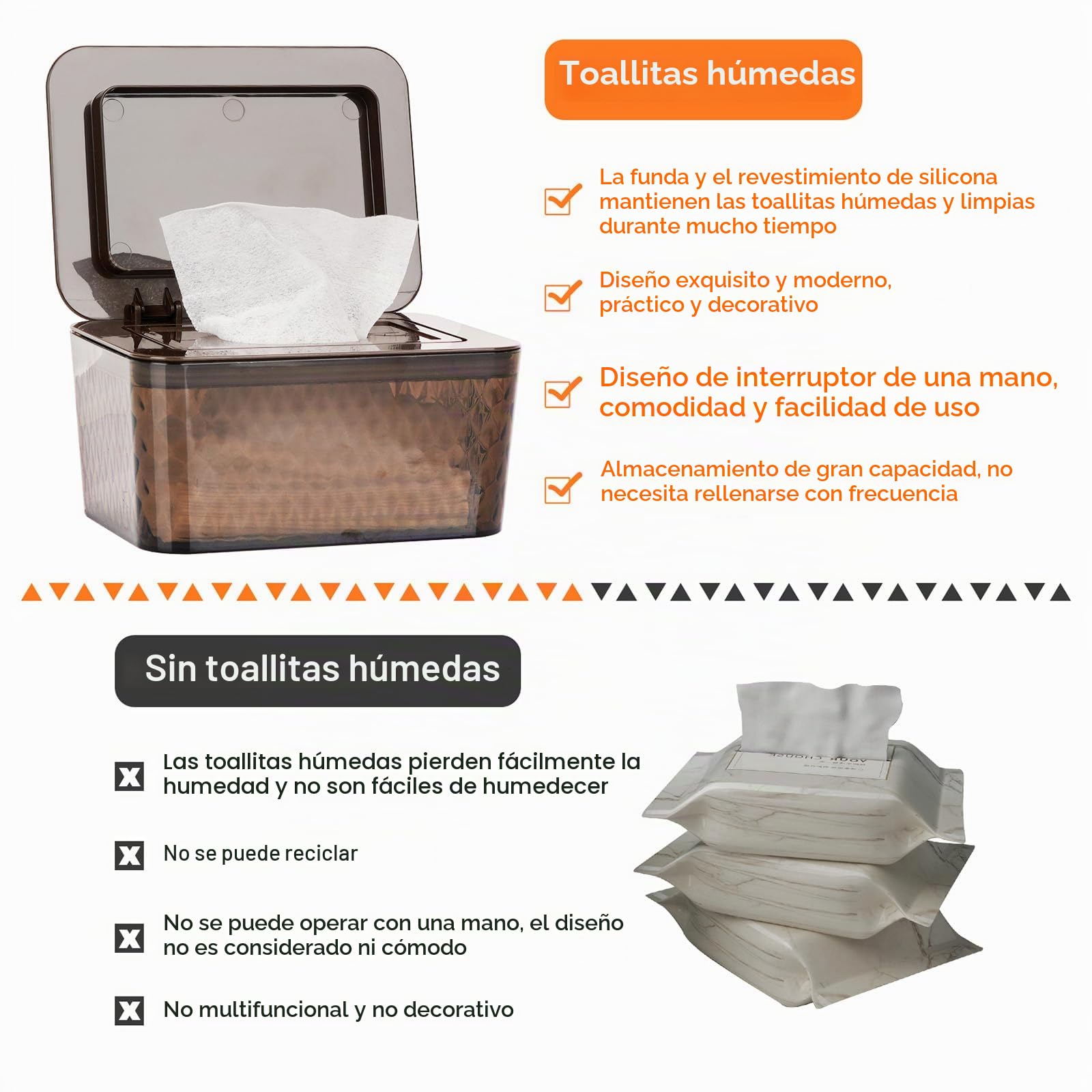 Caja de toallitas húmedas para bebé, caja marrón | Caja de papel higiénico húmeda, sin BPA, caja de papel higiénico con tapa para el hogar y la oficina