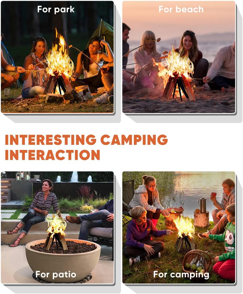 Mocomax Vertical Fire Pit Grate, Metal Portable Fire Place Log Grate, 12 Inch Firepit Top Section for Indoor, Outdoor Use, Low Smoke, High Heat