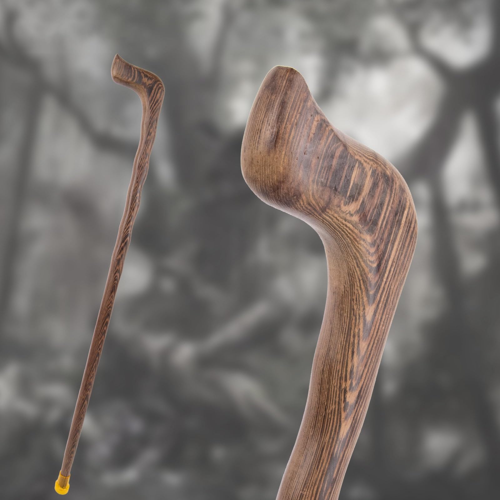 Bastones de Madera Brown Wave, con Mango Ergonómico y Punta de Goma Antideslizante Bastón Decorativo de Lujo para Hombre y Mujer de Cospaly 92 Cm