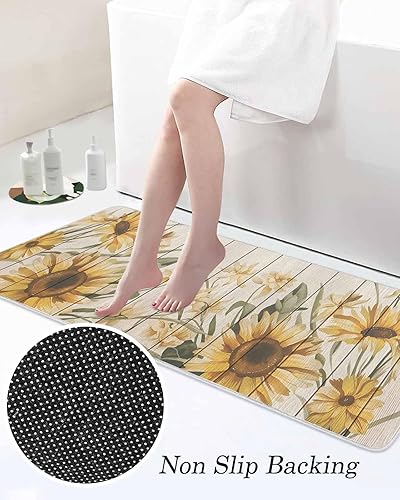 Miniatura 5 de 2 tapetes de cocina acolchados antifatiga con girasol, impermeables, antideslizantes, lavables, para interiores y exteriores, girasol en tablero