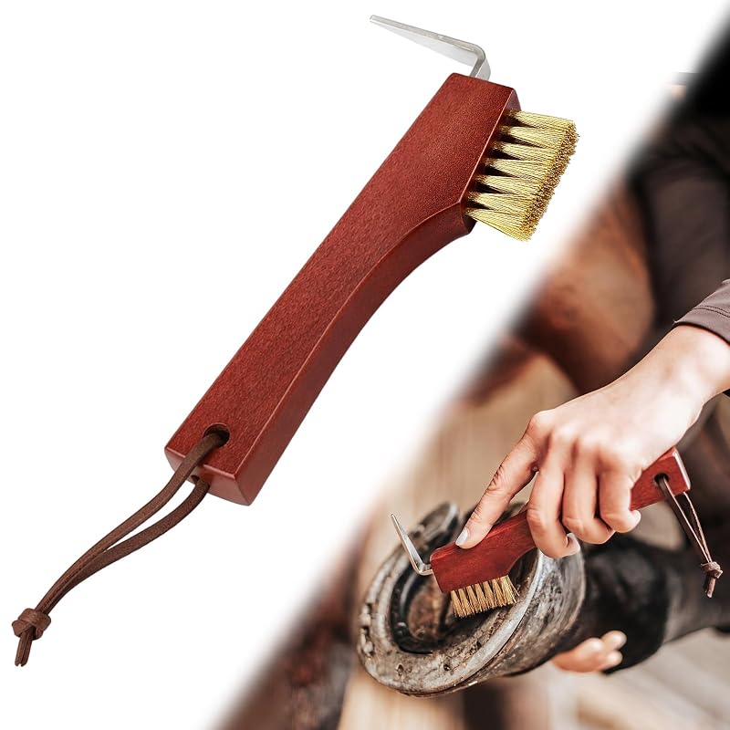 Limpador de Cascos para Cavalos Shinylin com Picareta de Aço Inoxidável e Escova de Latão