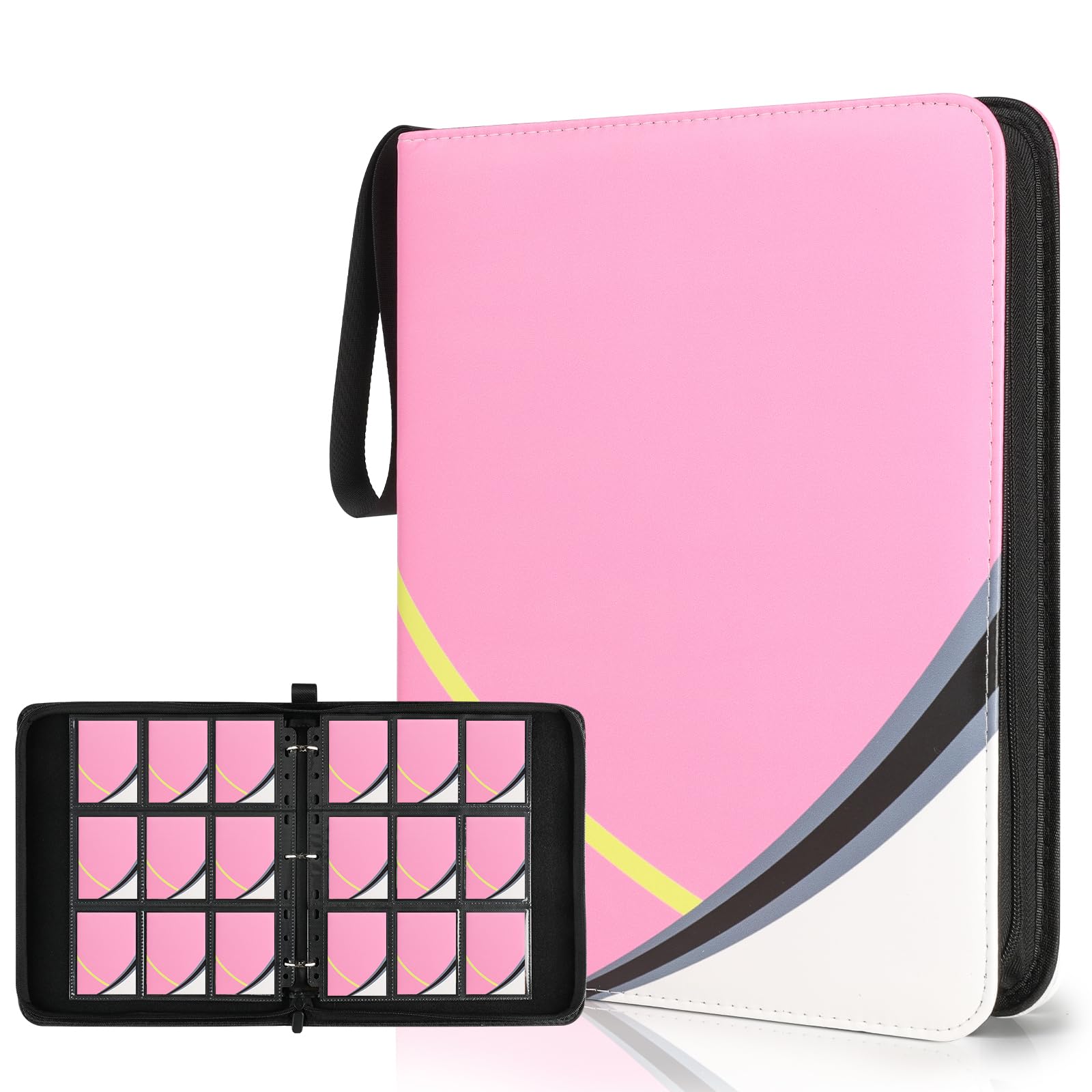 Pokemon Card Binder 9 Pockets 720 Pockets with 40 Removable Pockets, 3 Ring Zipper for MTG/TCG/Sport, Collectible Gifts for Boys Girls (Pink)