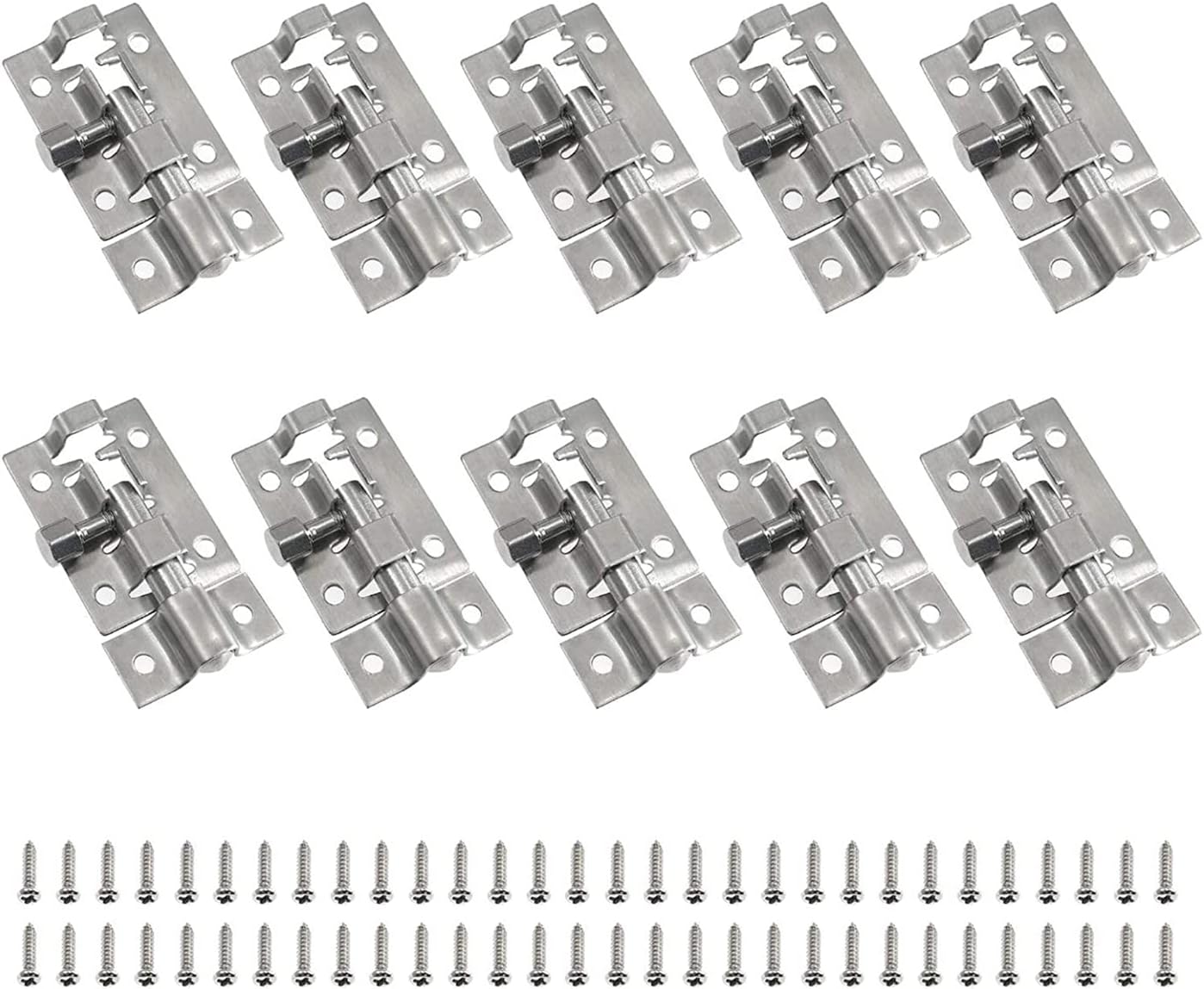 XMHF10Pcs 1.5"/38mm Barrel Bolt, Stainless Steel Security Interior Exterior Door Window Latch Sliding Lock Barrel Slide Bolt Gate Lock Hasp with Mounting Screws
