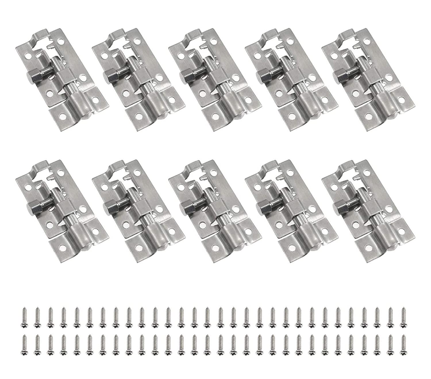 XMHF10Pcs 1.5"/38mm Barrel Bolt, Stainless Steel Security Interior Exterior Door Window Latch Sliding Lock Barrel Slide Bolt Gate Lock Hasp with Mounting Screws