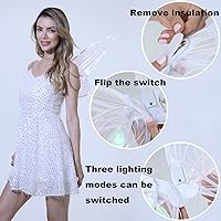 Vista 13 de Alas de hada para adultos, alas de princesa transparentes brillantes, alas de ángel, ideales para disfraz de Halloween, color blanco