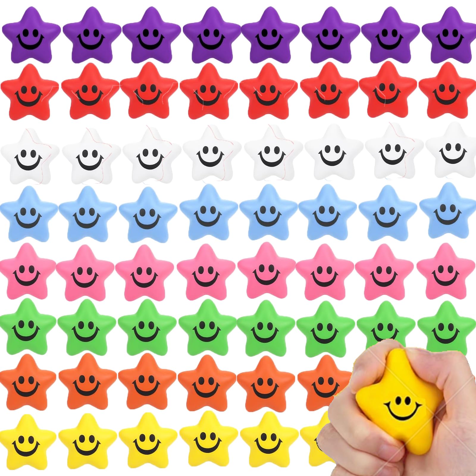 Lot de 80 Balles Anti-Stress en Forme D'étoile Amusante pour Enfant Adultes