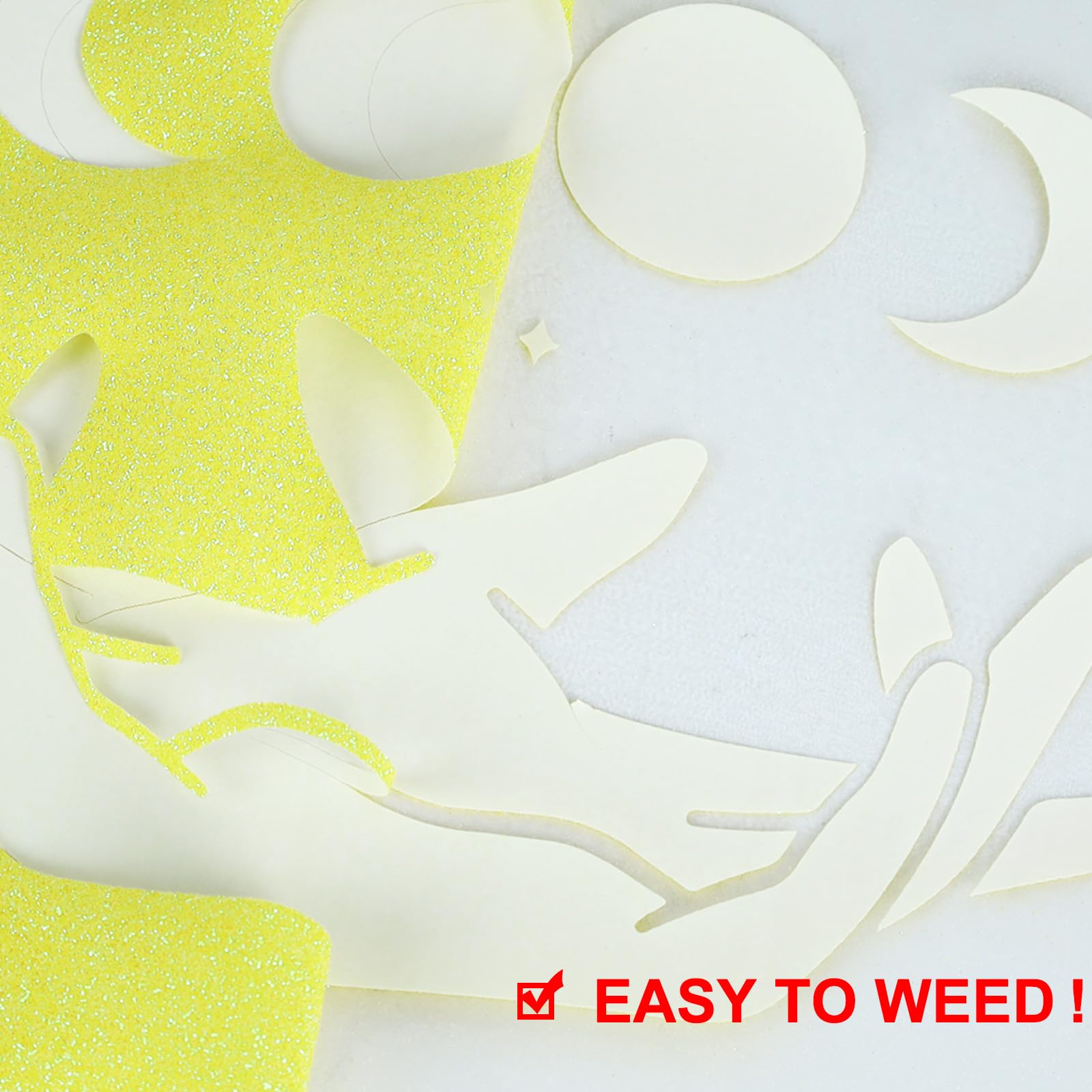 FUNKAKA Glitter Fluorescent Yellow HTV Heat Transfer Vinyl Rolls, 12