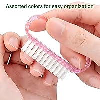 Vista 5 de Paquete de 12 cepillos de uñas con agarre de mango (colores surtidos), cepillos de limpieza de uñas para limpiar dedos de pies y uñas, cepillos