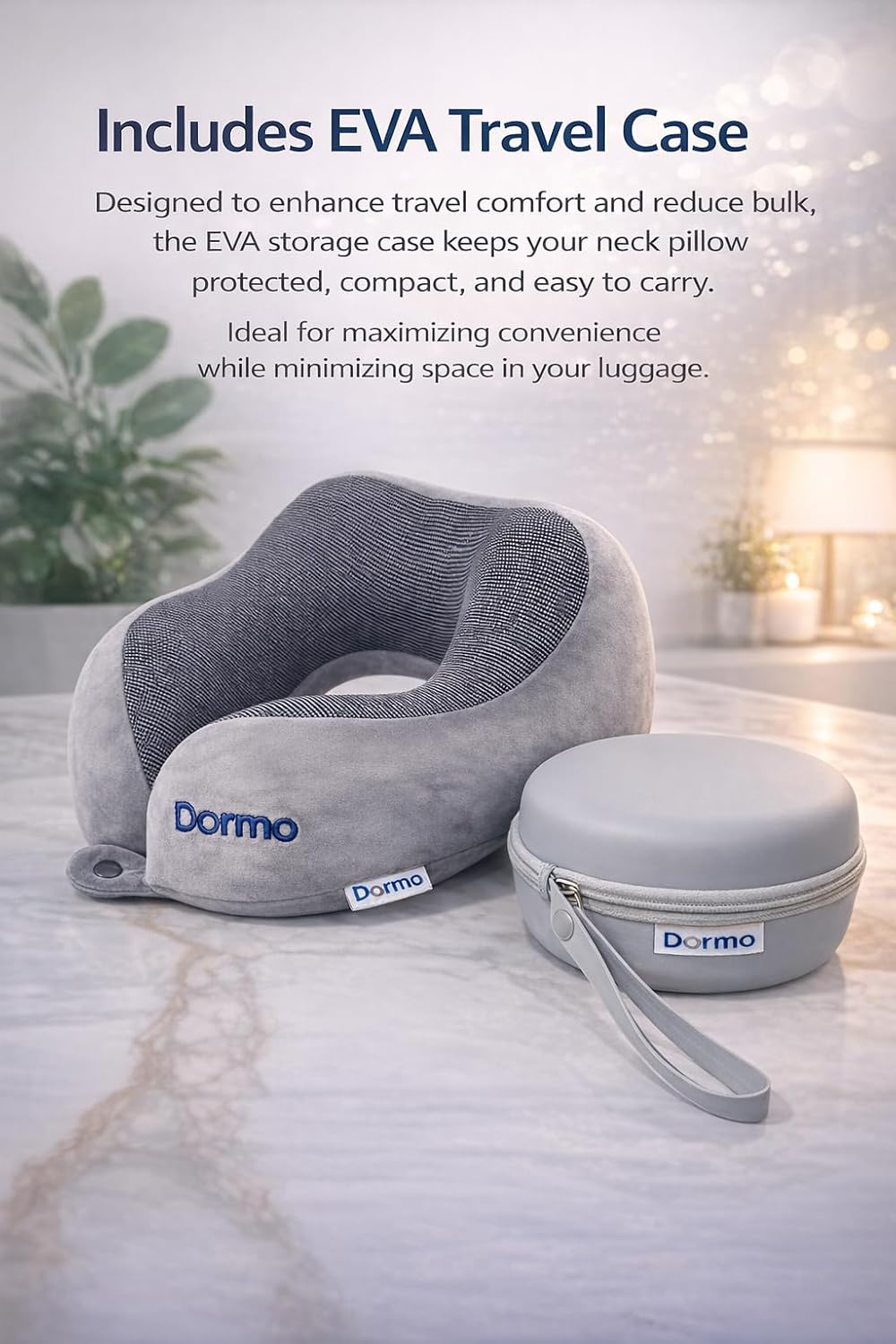 Dormo Travel Kit, Neck Pillow for Airplanes, Travel Kit for Airplanes Bus Auto Train, Travel Pillow, Multifuntional Band, Eye Mask