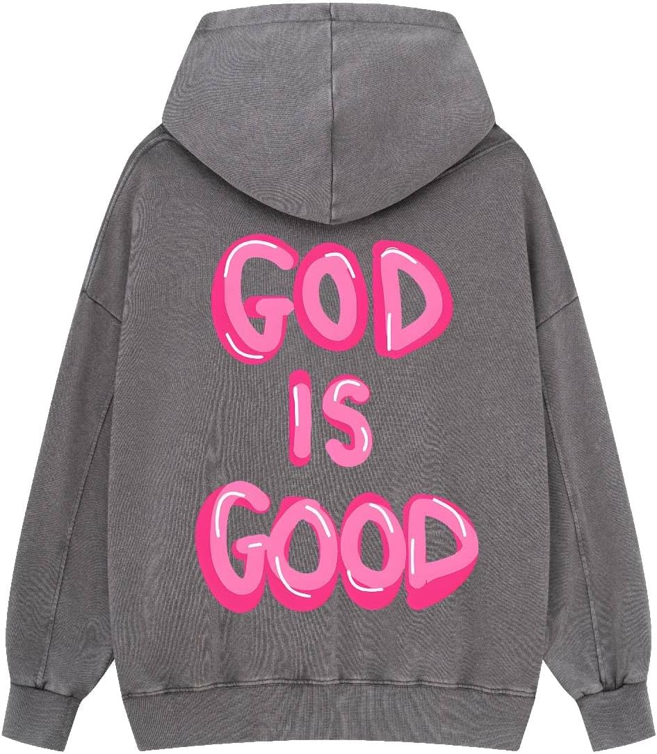 Graphic Hoodies for Men Women Unisex Washed Hoodie Oversized Sweatshirt God is God