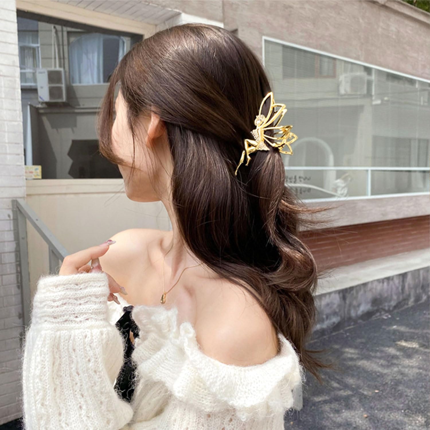 Gold Fairy Rhinestone Hair Claw Hair Accessory Amazon.com: HIFANMM Rhinestones Gold Fairy Metal Hair Clip  main image 2