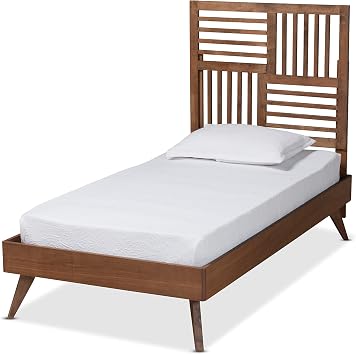 Baxton Studio Gemma Mid-Century Modern Transitional Walnut Brown Finished Wood Twin Size Platform Bed