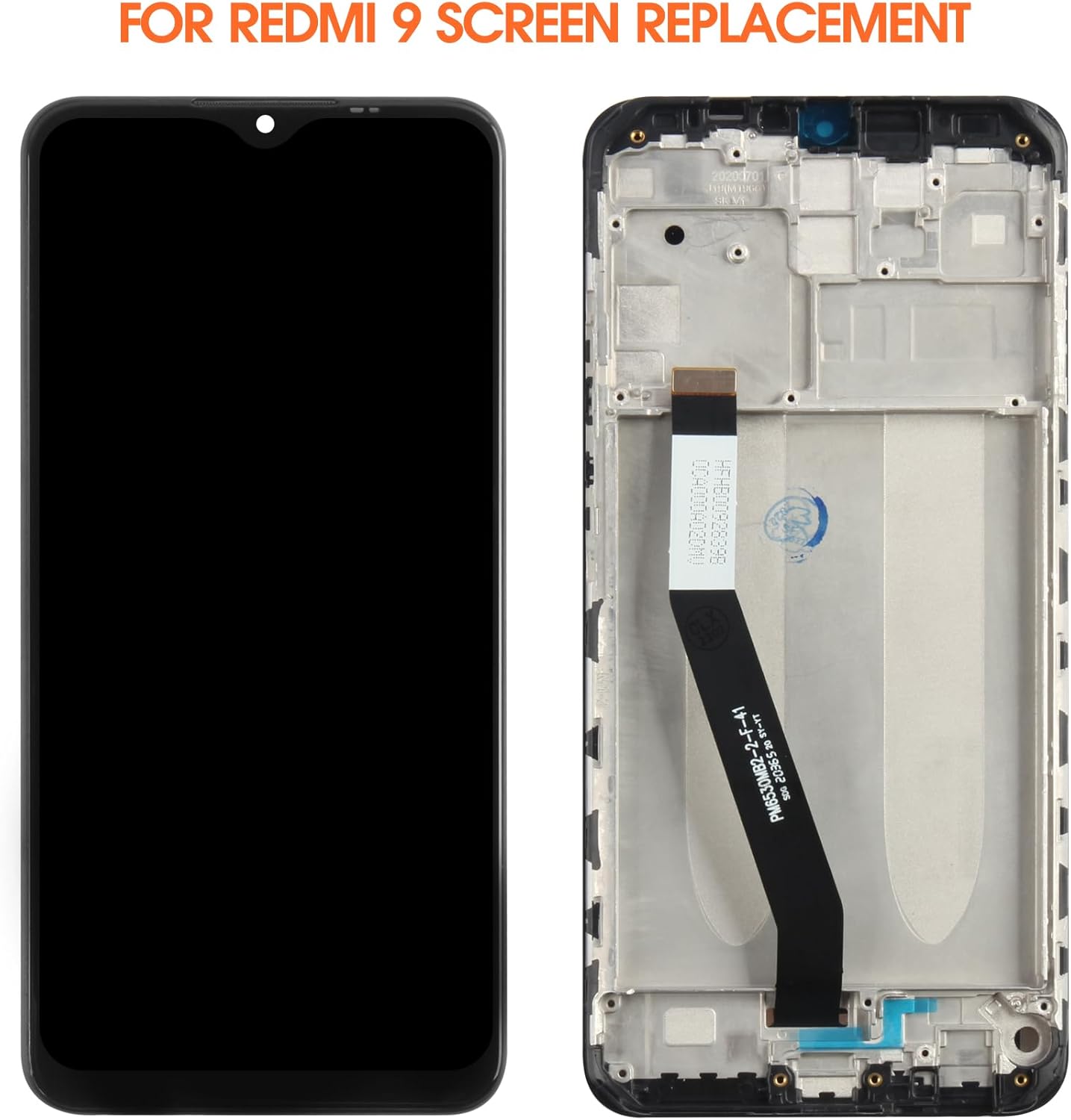 Screen for Xiaomi Redmi 9 Screen Replacement for Redmi 9 LCD Screen M2004J19G,M2004J19C Touch Display Digitizer Assembly Repair Parts（Black with Frame）