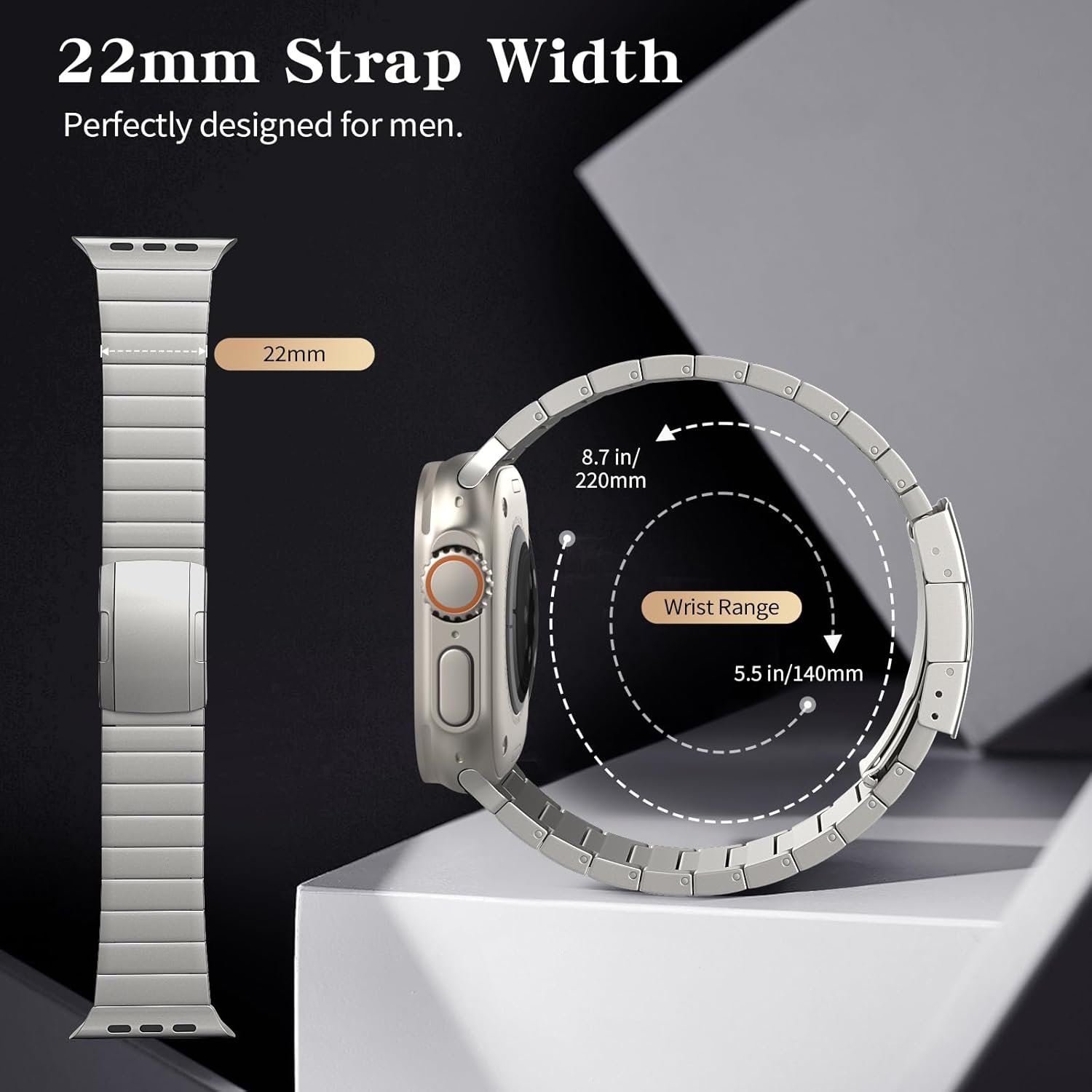 TiMOVO Titanium Band Compatible with Apple Watch 49mm (Ultra 3/2/1) 46mm 45mm 44mm 42mm, Metal Detachable Strap for iWatch SE 3/2/1, Series 11 10 9 8 7 6 5 4 3 2 1 for Men (2025), Titanium