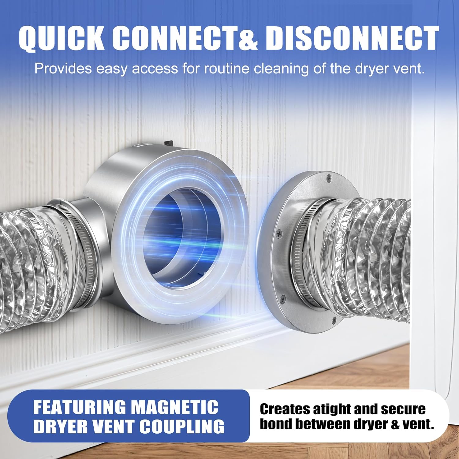 Magnetic Dryer Vent Coupler,Dryer Vent Coupling 90-Degree Elbow,Magnetic Dryer Vent Connector Kit Strong Magnetic Self-connection - Image 3