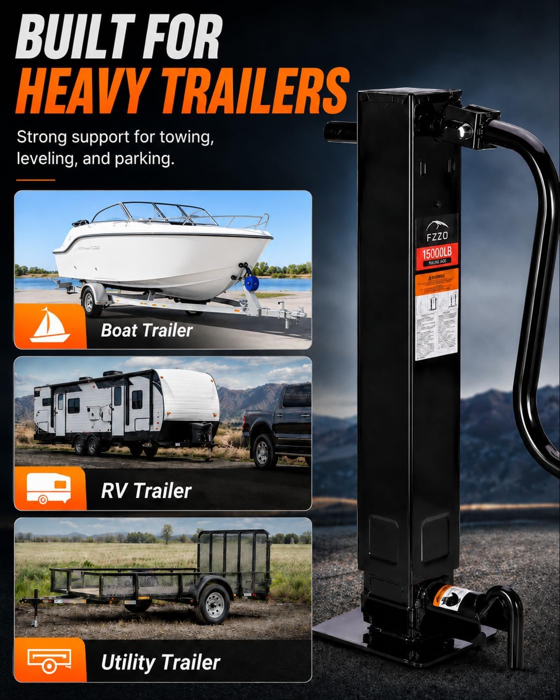 FZZD 15000lbs Heavy Duty Trailer Jack