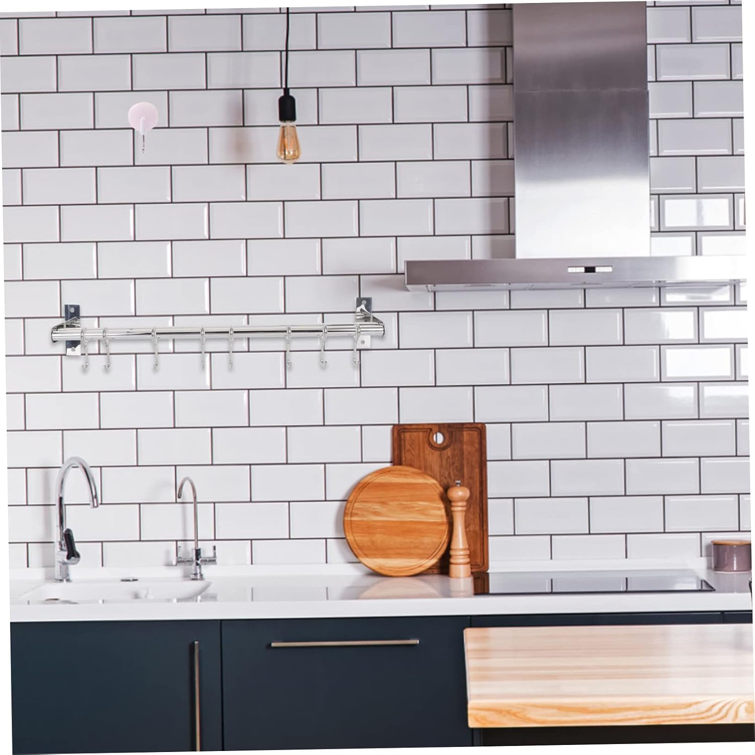 GLEAVI Stainless Steel Rod Hook Multi-Function Kitchen Hanger for Utensils Wall Rack for Kitchen Counter