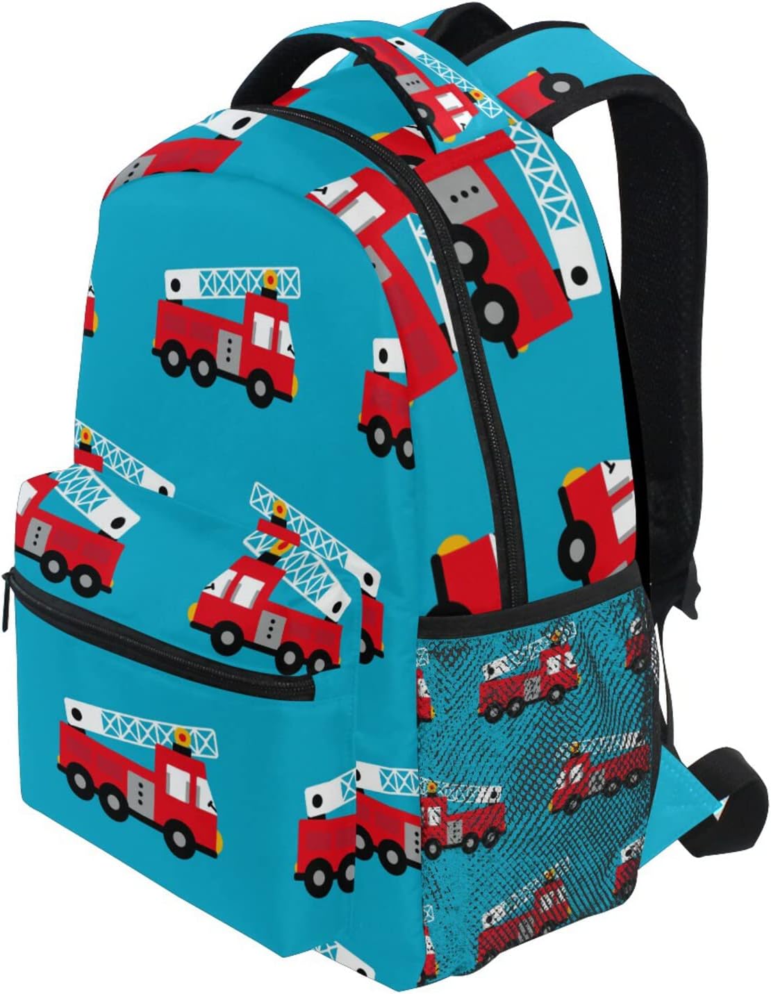 Red Fire Truck Boys Girls Kids School Backpacks Bookbag, Elementary School Bag Travel Backpack Daypack - Image 3