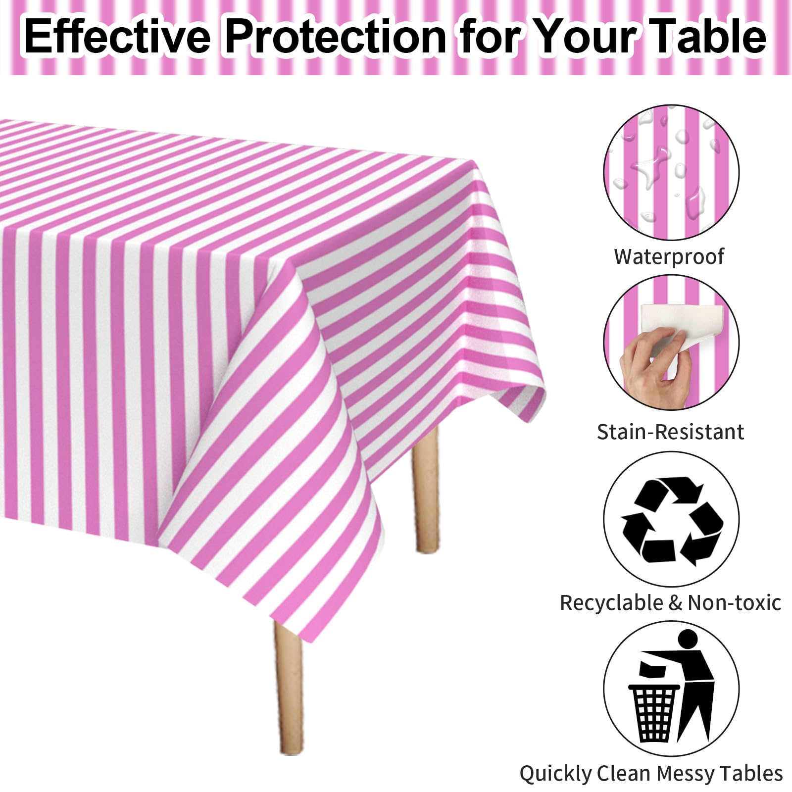 Lot De 2 Nappes Décoratives En Forme De Nœud Rose, Coquette Blanche, Décorations De Fête D'anniversaire En Plastique Imperméable, Nappe Rectangulaire Pour Fête Prénatale