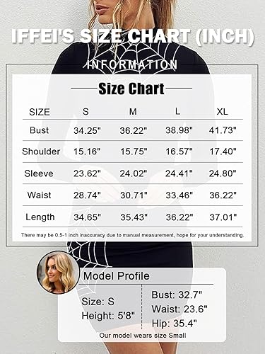Miniatura 6 de IFFEI Disfraz de Halloween para mujer, vestido de esqueleto, manga larga, cuello alto, ajustado, elástico, sexy, mini vestidos