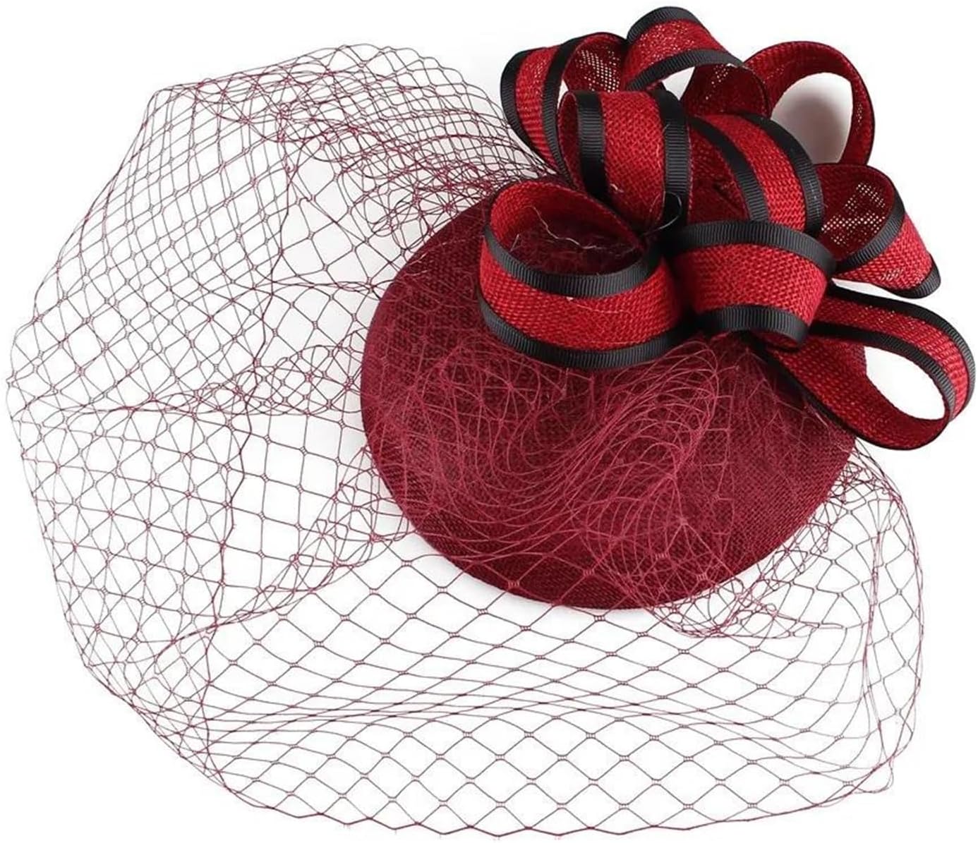 Women Fascinator Hat With Birdcage Veil Feather Hair Clip Bridal Wedding Headpiece Tea Party Derby Hat