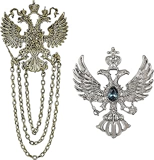 mahi Combo of Dual Head Flying-Eagle Shaped Layered Chain Wedding Brooch/Lapel Pin with Blue Crystals for Men (CO1105473M)-picture-27
