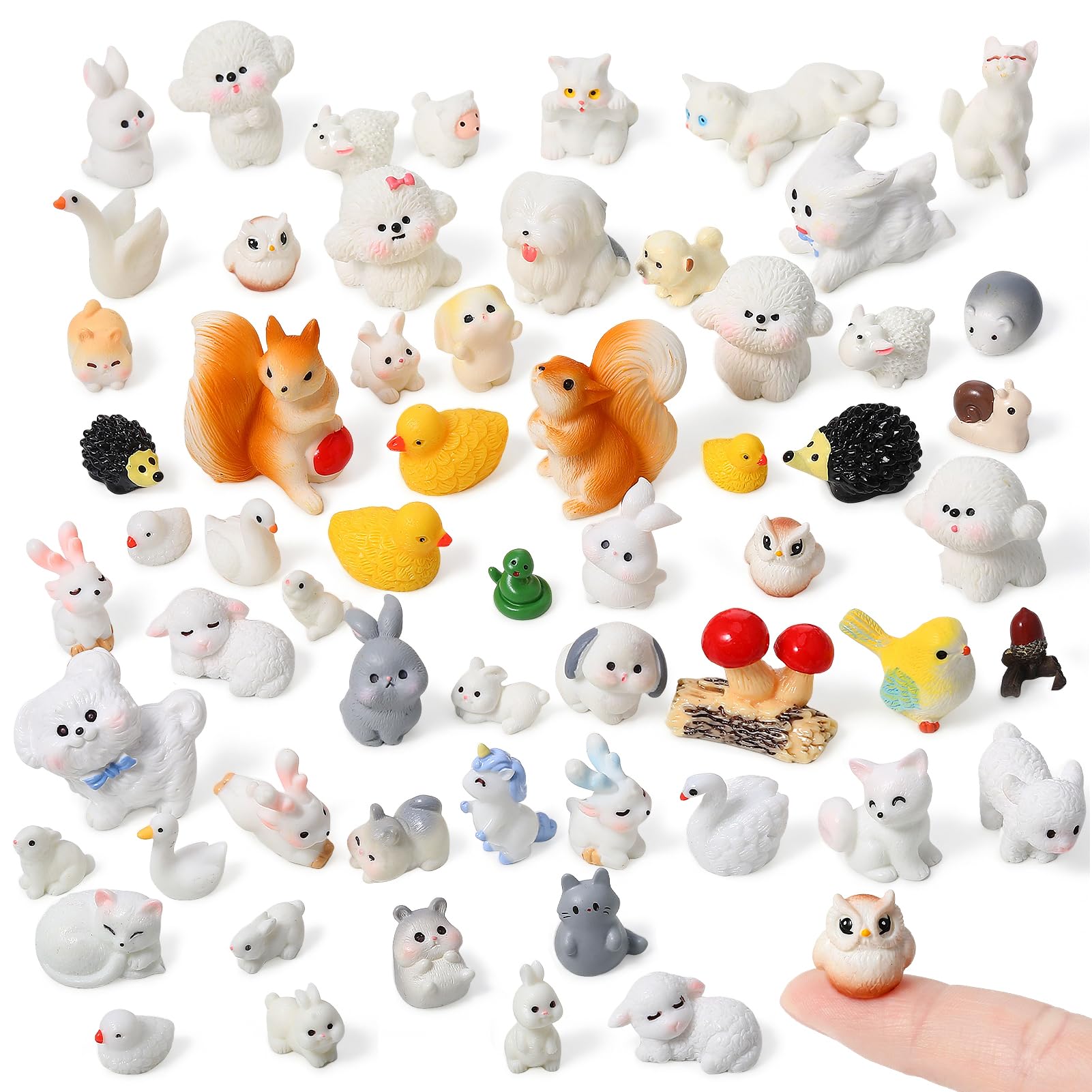 Lot 81 Mini Figurines Animaux En Résine – 14 Styles (canard, Tortue, Lapin…) – Phosphorescentes, Pour Aquarium, Jardin Miniature, Déco Maison De Poupée, Loisirs Créatifs