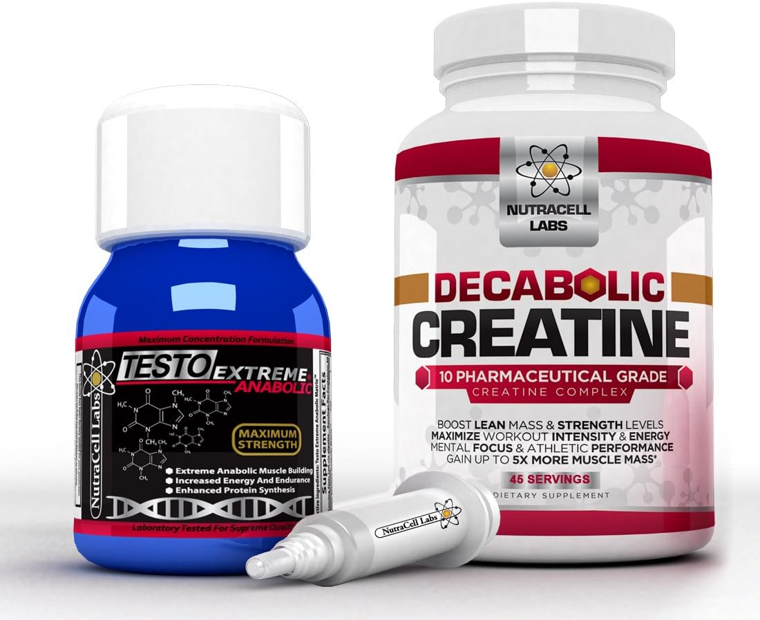 Anabolic Muscle Stack : Testo Extreme Anabolic & 10 Blend Decabolic Creatine - Strongest Legal Testosterone Booster/Creatine Powder