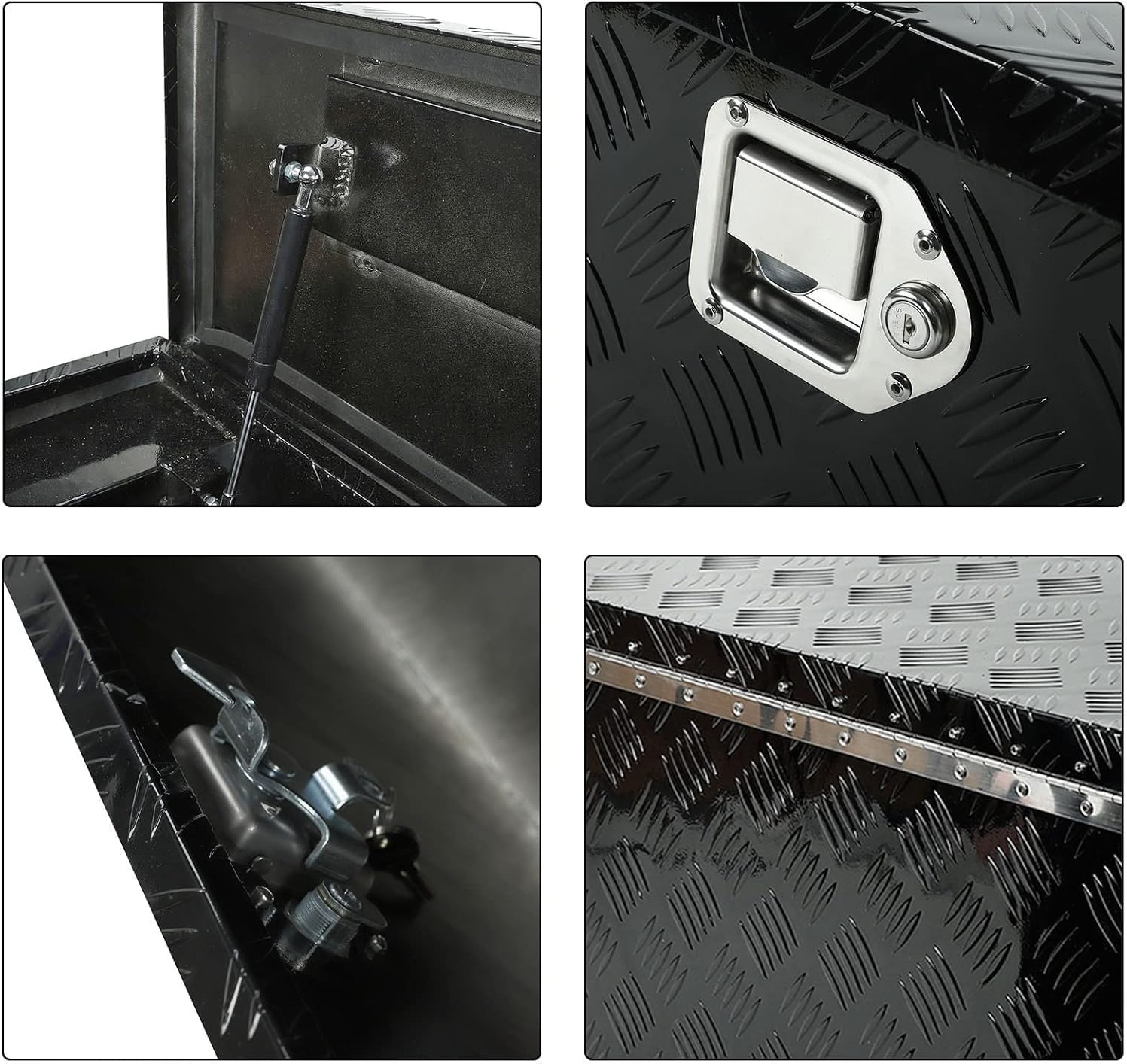 63 Inch Truck Bed Tool Box Aluminum Trailer Storage Box for Truck Bed Pickup RV Trailer,Waterproof Truck Generator Storage Box with Lock Keys-63 x 12.2 x 11.8 inch,Black