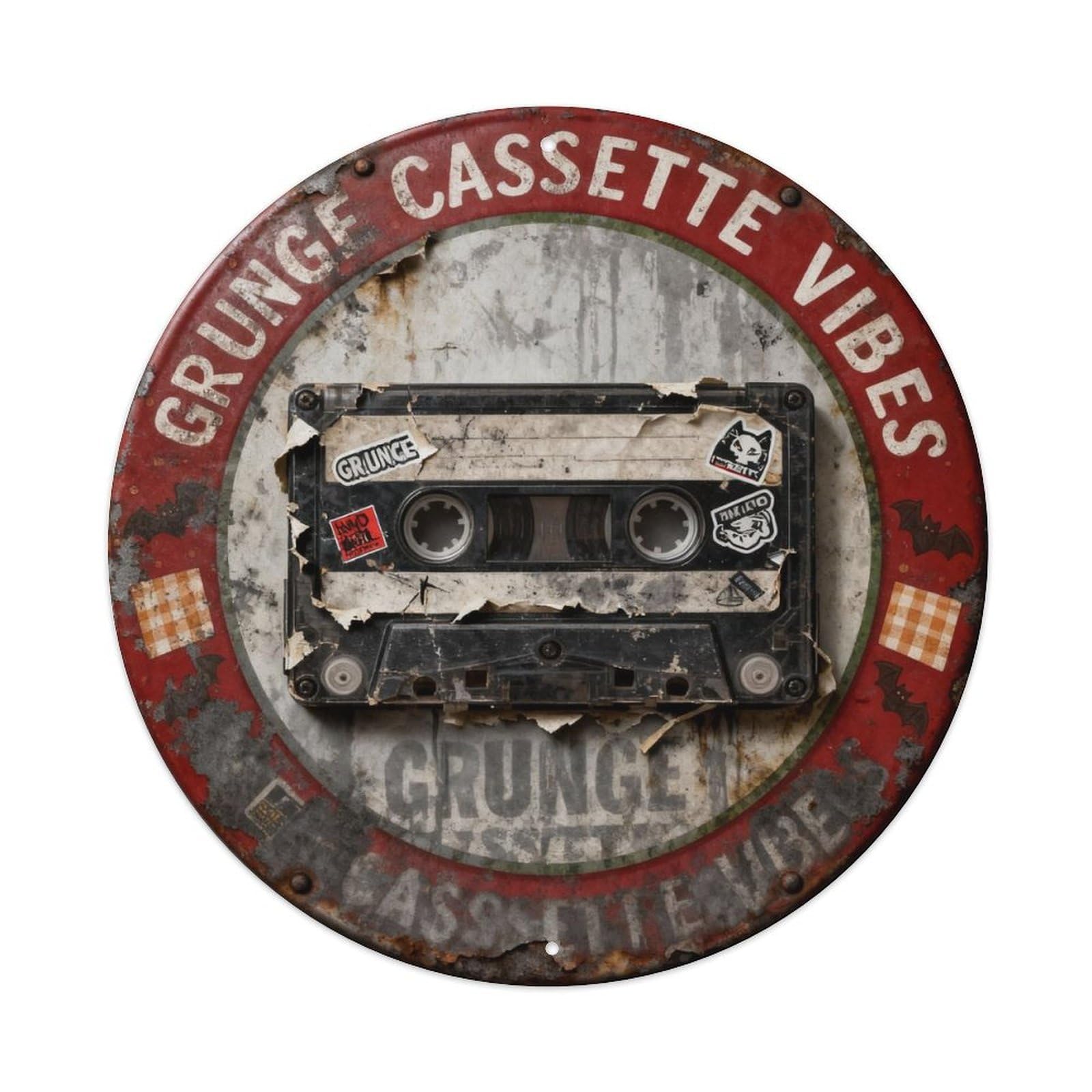 Grunge Cassette Vibes Metal Tin Sign Plaque