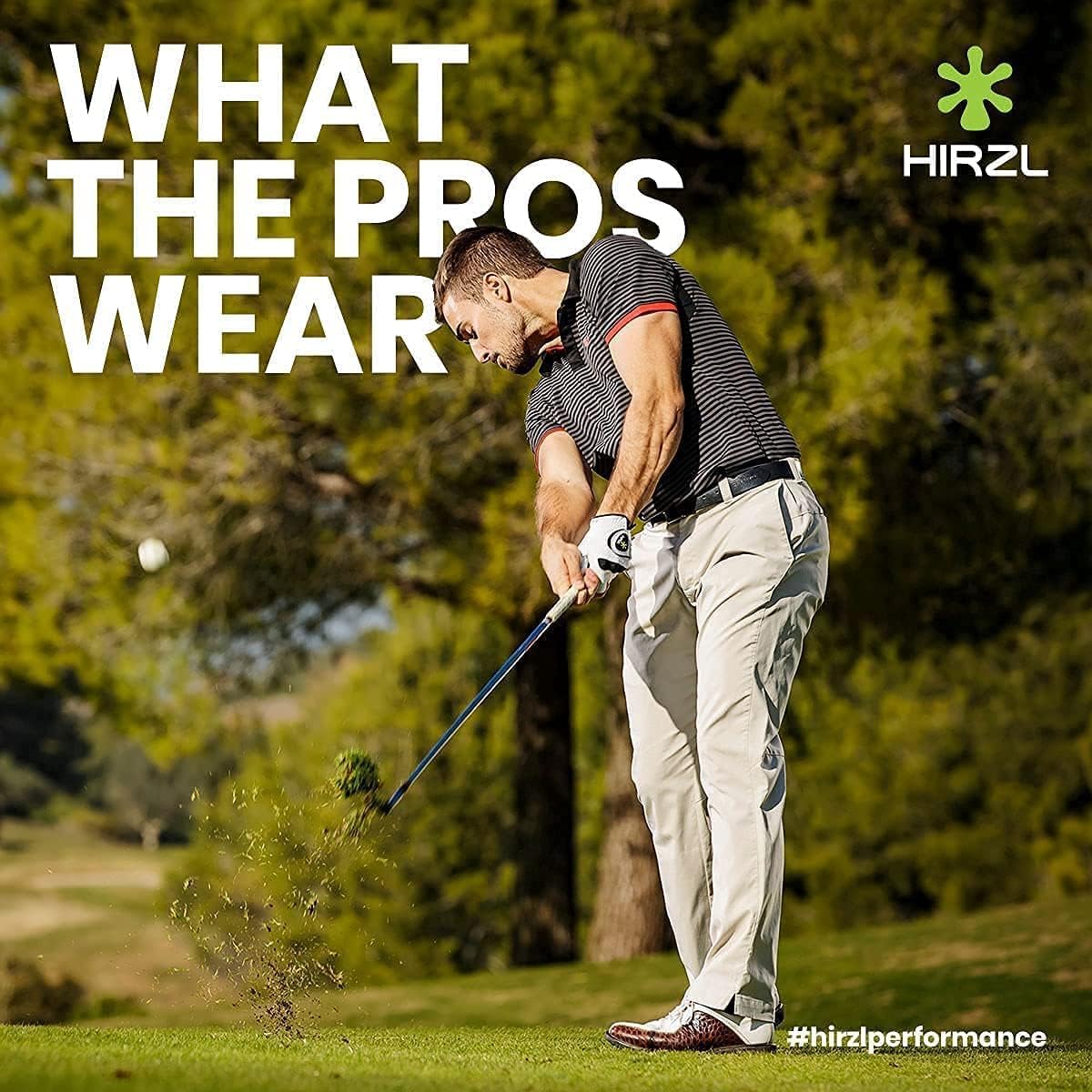 HIRZL Trust Control 2.0 Golf Gloves, All Weather Mens Golf Glove, White/Black, Kangaroo Leather Palm, Cabretta Leather Backhand, Trusted by Pro’s, Sweat Free, Ultimate Grip