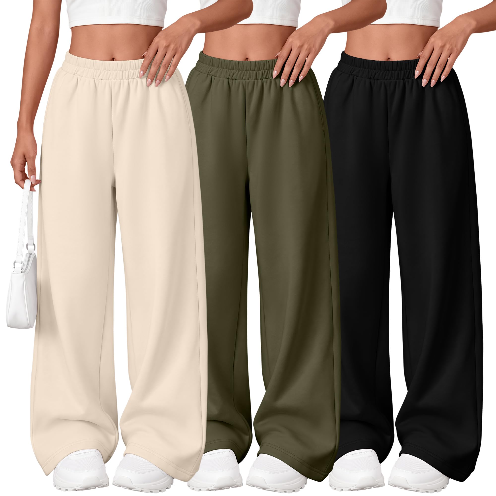 3 Pack Girls Wide Leg Sweatpants Kids Baggy Pants