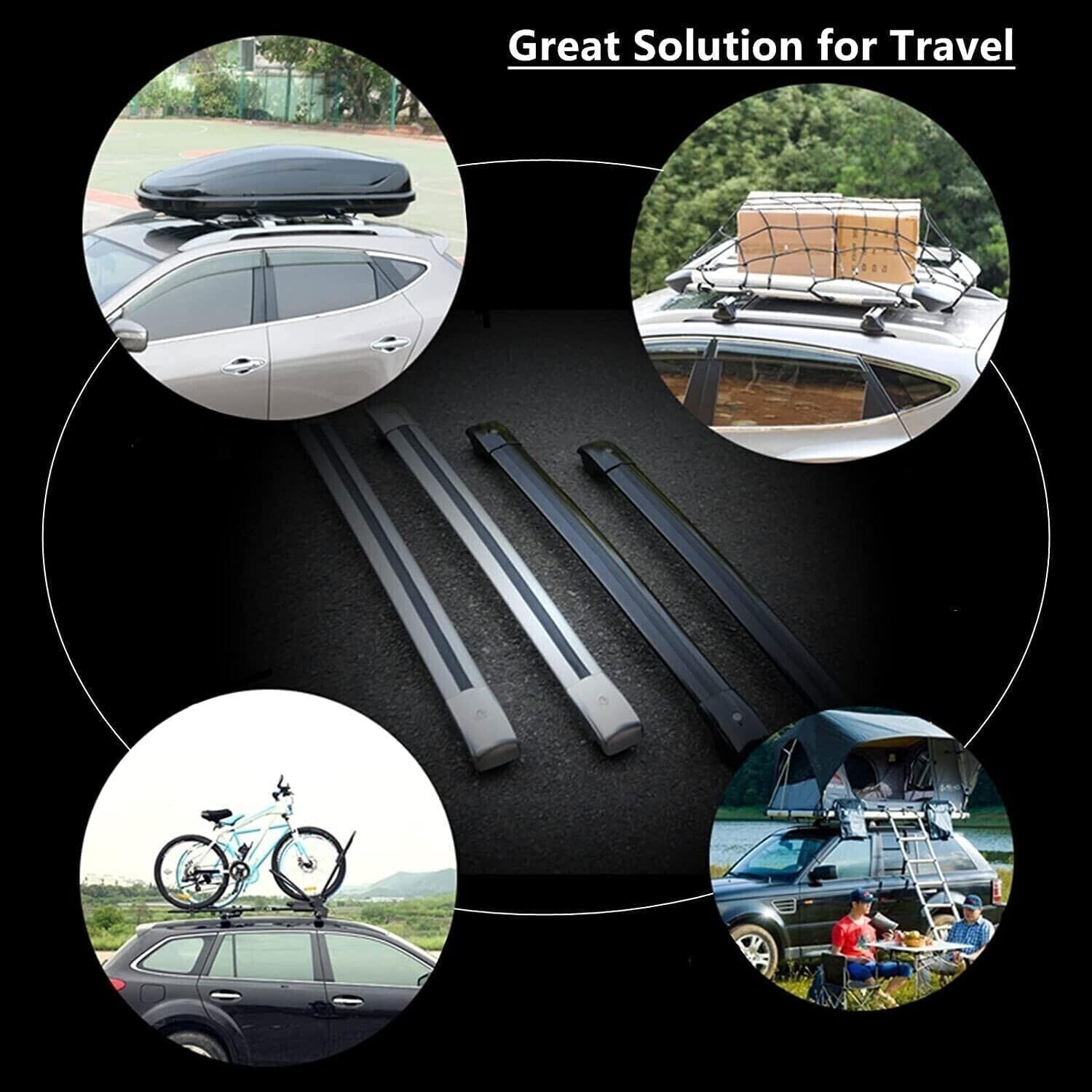 Cross Bars Anti-Theft Fit for Honda Passport 2025 2026 Raised Side Rails Aluminum Crossbars Roof Racks Rooftop Cargo Carrier Bag Luggage Kayak Bike Black