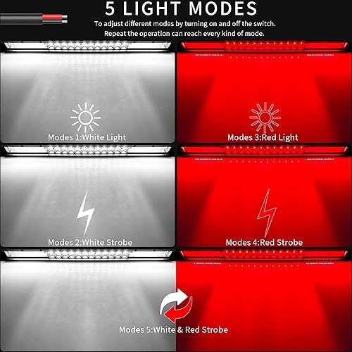 Miniatura 6 de Barra de luz LED de 20 pulgadas, luz estroboscópica blanca y roja, 4 x 4, luz de marcha atrás, antiniebla, para remolque, camioneta, ATV, coche,