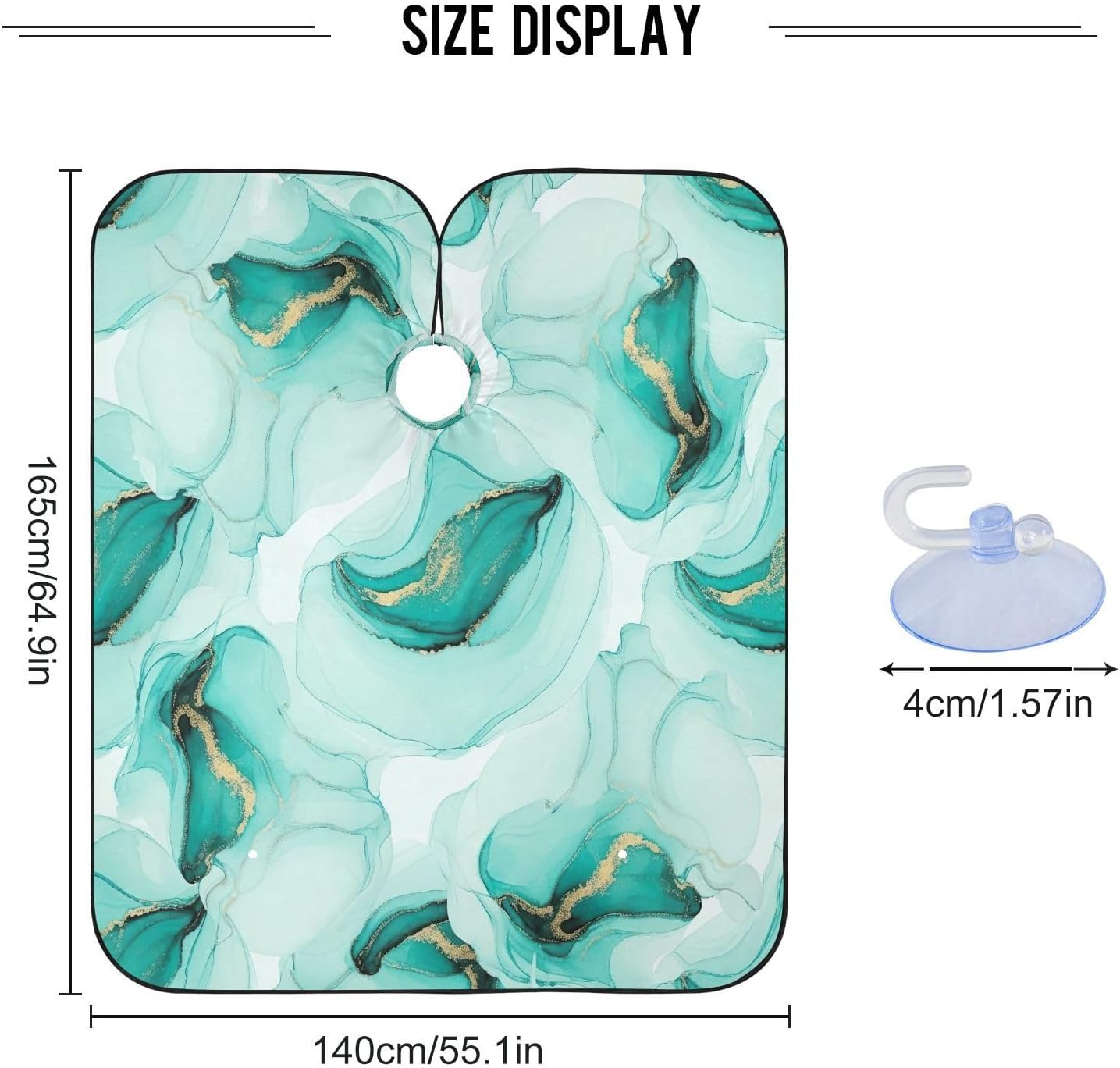 Watercolor Swirls Teal Barber Gown Shampoo Capes, 64.9 in x 55.1 in Hair Aprons Clients Cutting Hair Aprons Women