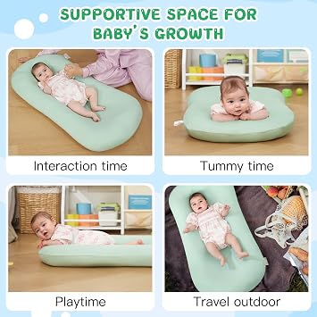 Baby Lounger for Newborn 0-24 Months Soft Cotton Infants Support Cushion | Baby Shower Gifts, Supervised Use, Infant Floor Seat & Loungers, Portable Newborn Essentials for Home and Travel