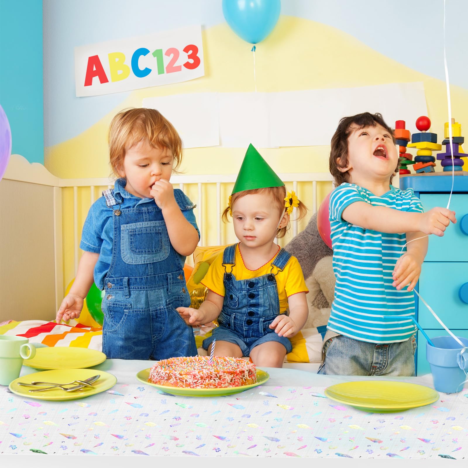 Tischläufer Einschulung 180x35cm - Schulanfang Deko Mit Zahlen & Buchstaben Für Schulanfangsparty